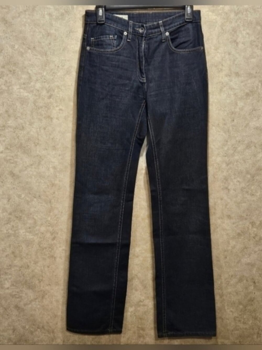 Faconnable SZ 2 Vintage Black Wash 100% Cotton White Stitch Straight Leg Jeans - Picture 6 of 13